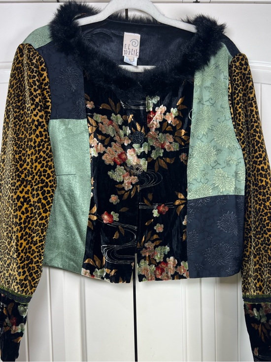FL MALIK Jackets & Blazers - VTG F.L. Malik Velvet Patchwork Faux Fur Statement Jacket Coquette Whimsigoth L